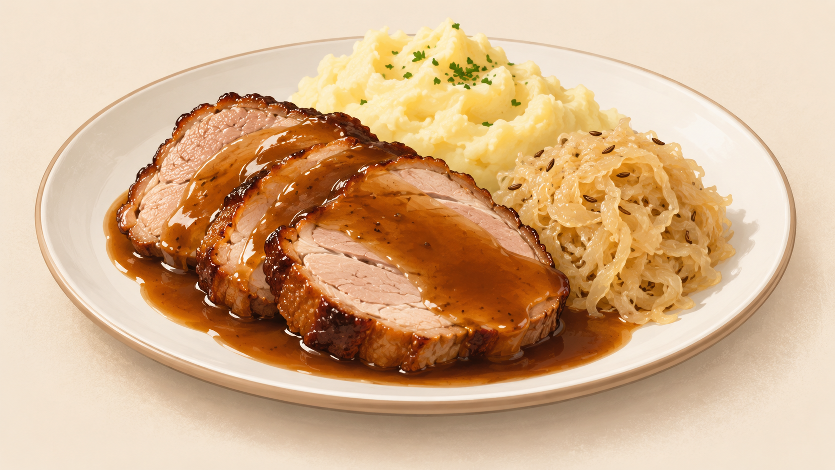Sonntagsbraten - Zarter Sauerbraten mit Apfelrotkohl und Spätzle im Altmyhl62 in Hückelhoven